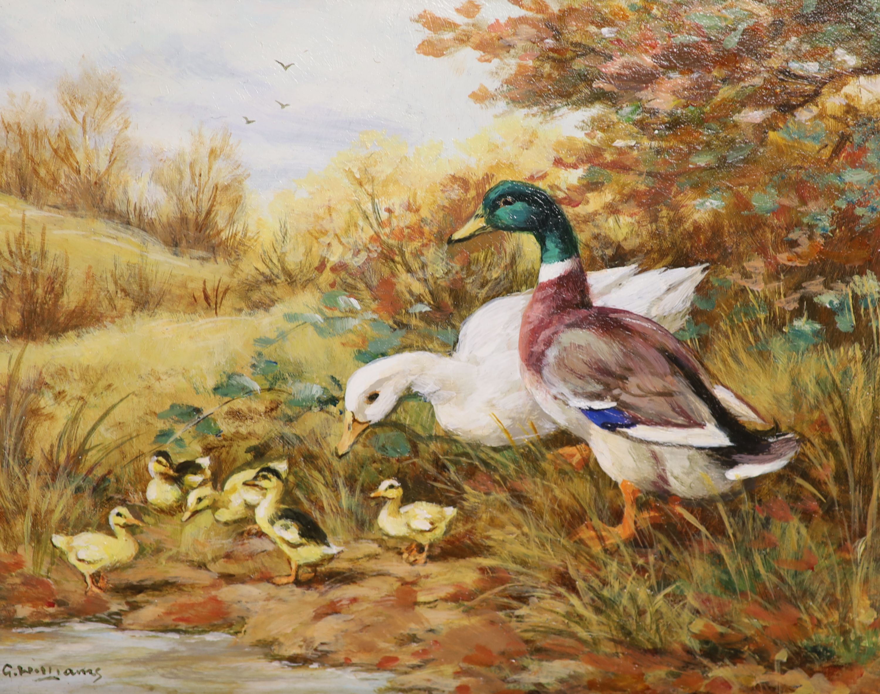 G. Williams, pair of oils on panel, Ducks and ducklings, signed, 10 x 12cm